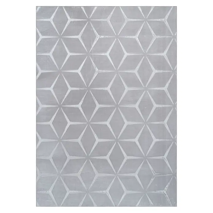 Kayoom Kurzflorteppich Calma 225 - Silber, 290 x 200 cm, 100 % Polyester - Draufsicht