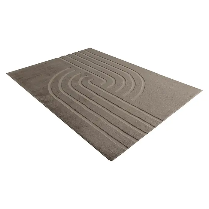 Kayoom Kurzflorteppich Peace 725 - Taupe, 230 x 160 cm, 85 % Polyester, 15 % Wolle - Diagonale Ansicht