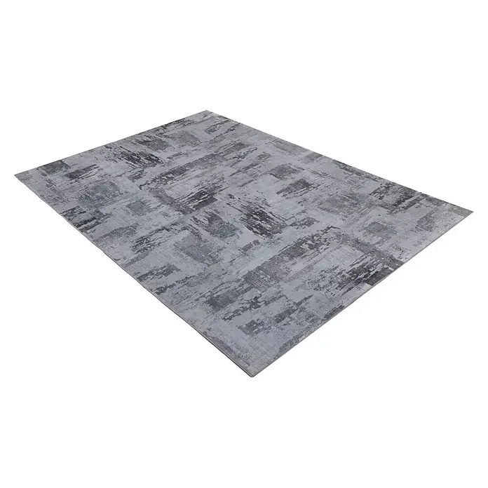 Kayoom Kurzflorteppich Visionary 128 - Grau, 230 x 160 cm, 80 % Polyester, 20 % Baumwolle - Diagonale Ansicht