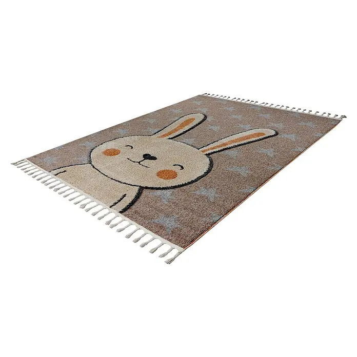 Kayoom Kinderteppich Modena 415 - Beige, 170 x 120 cm, 100 % Polypropylen - Diagonale Ansicht