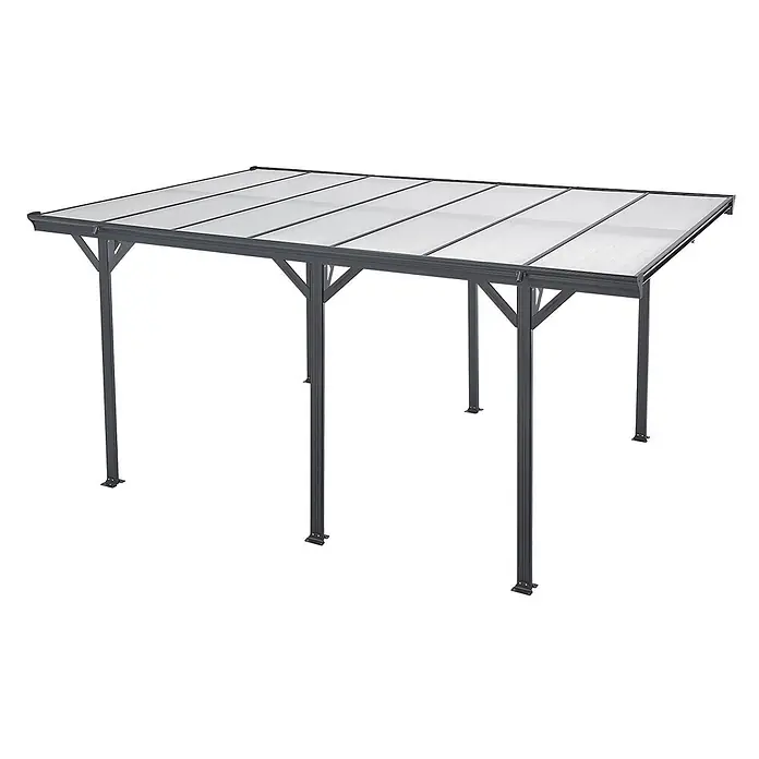 Juskys Carport - Außenmaß inkl. Dachüberstand (B x T): 3,05 x 5,03 m, Einzelcarport, dunkelgrau