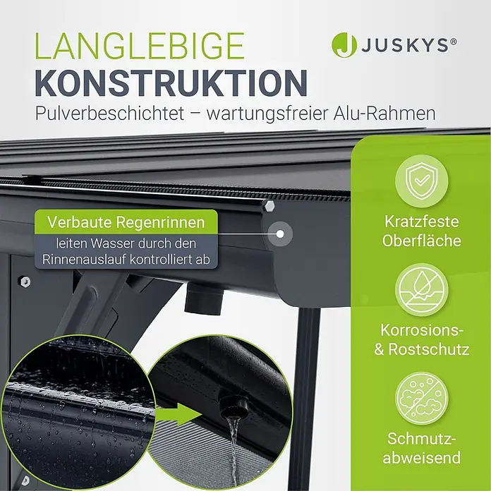 Juskys Carport - Außenmaß inkl. Dachüberstand (B x T): 3,05 x 5,03 m, Einzelcarport, dunkelgrau