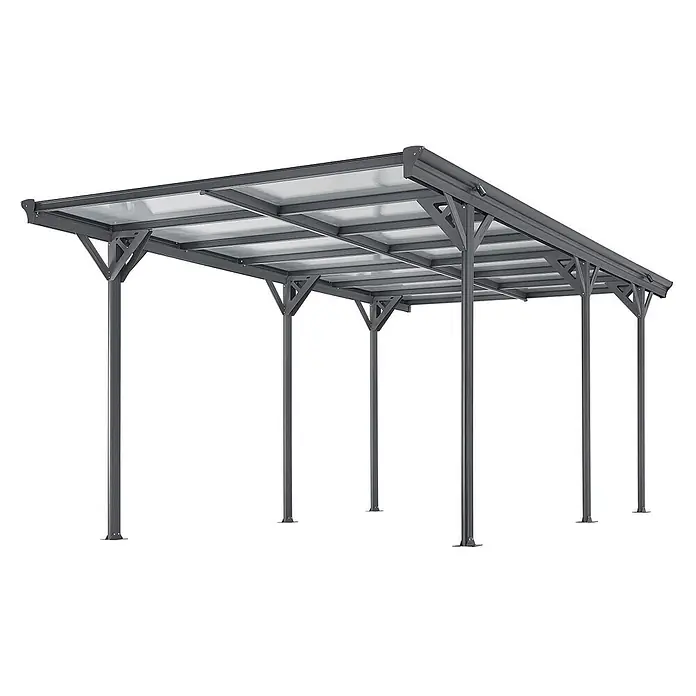 Juskys Carport - Außenmaß inkl. Dachüberstand (B x T): 3,05 x 5,03 m, Einzelcarport, dunkelgrau