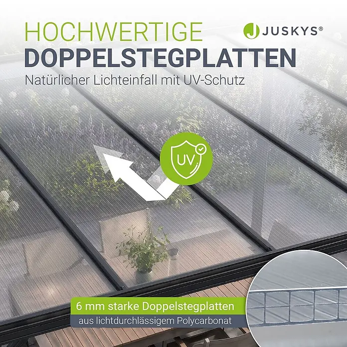 Juskys Carport - Außenmaß inkl. Dachüberstand (B x T): 3,05 x 5,03 m, Einzelcarport, dunkelgrau