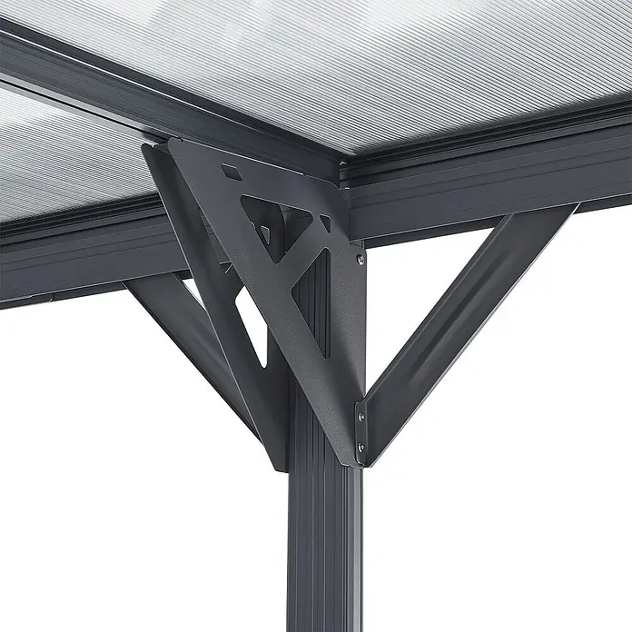 Juskys Carport - Außenmaß inkl. Dachüberstand (B x T): 3,05 x 5,03 m, Einzelcarport, dunkelgrau
