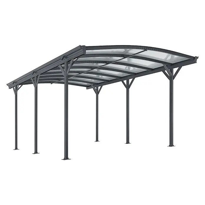 Juskys Carport - Außenmaß inkl. Dachüberstand (B x T): 3,02 x 5,05 m, Einzelcarport, dunkelgrau