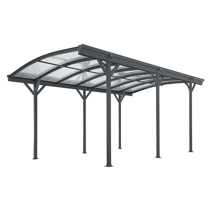 Juskys Carport - Außenmaß inkl. Dachüberstand (B x T): 3,02 x 5,05 m, Einzelcarport, dunkelgrau