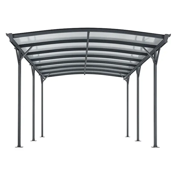 Juskys Carport - Außenmaß inkl. Dachüberstand (B x T): 3,02 x 5,05 m, Einzelcarport, dunkelgrau