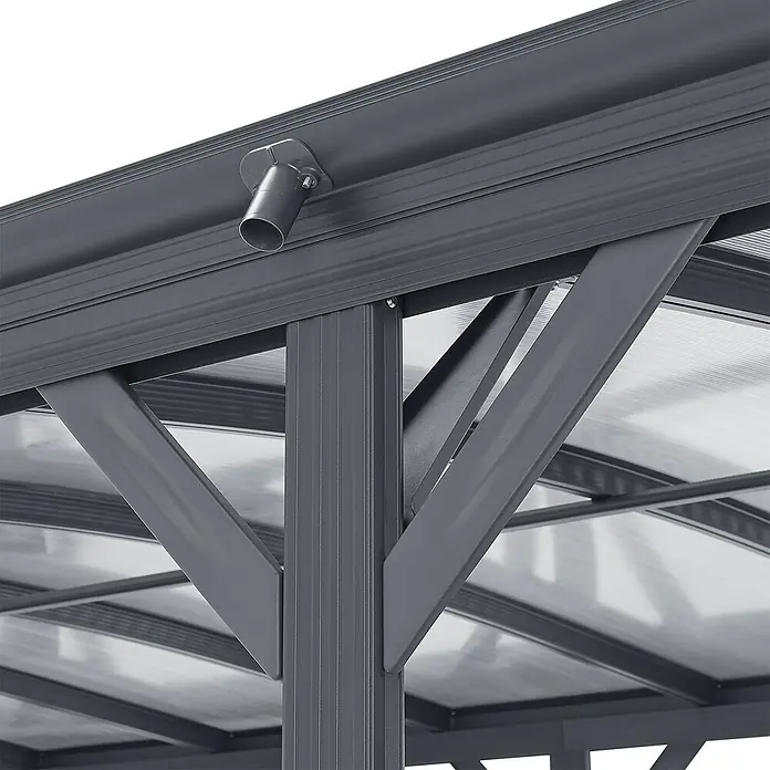 Juskys Carport - Außenmaß inkl. Dachüberstand (B x T): 3,02 x 5,05 m, Einzelcarport, dunkelgrau