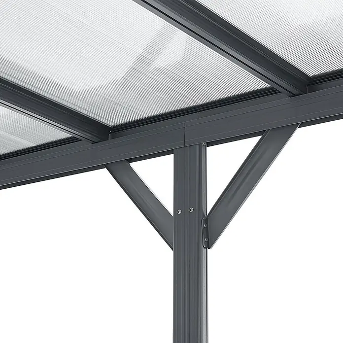 Juskys Carport - Außenmaß inkl. Dachüberstand (B x T): 3,02 x 5,05 m, Einzelcarport, dunkelgrau