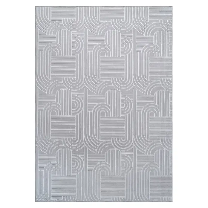 Kayoom Kurzflorteppich Calma 125 - Silber, 220 x 160 cm, 100 % Polyester - Draufsicht