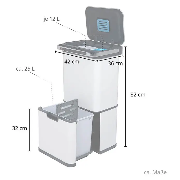 SVITA Sensormülleimer Sensor-Mülleimer 60L - 60 l, Stahl, Schwarz