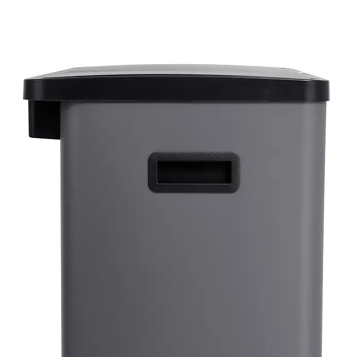 SVITA Sensormülleimer SR2X30 - 60 l, Stahl, Grau - Dunkelgrauer Abfalleimer mit schwarzem Deckel und Griff.