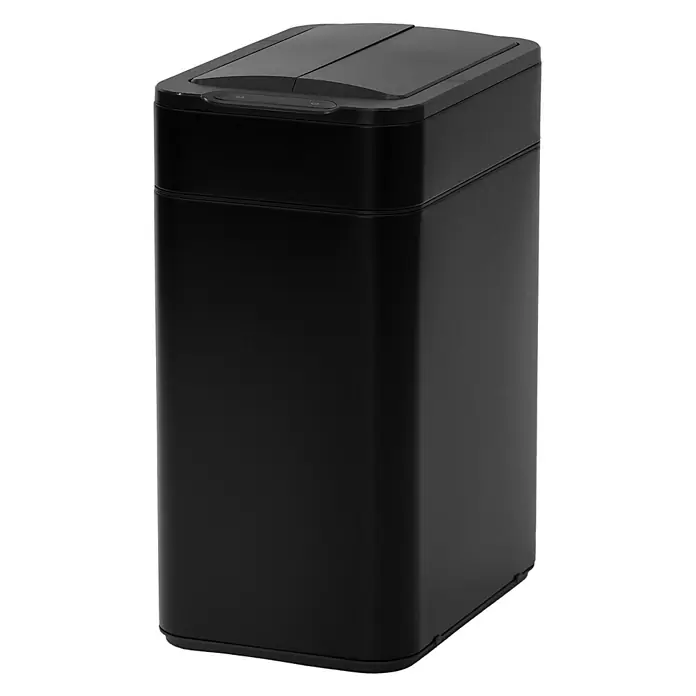 SVITA Sensormülleimer SE50L - 50 l, Stahl, Schwarz - Schwarzer smarter Sensor-Mülleimer mit geteiltem Deckel für zwei Fächer.