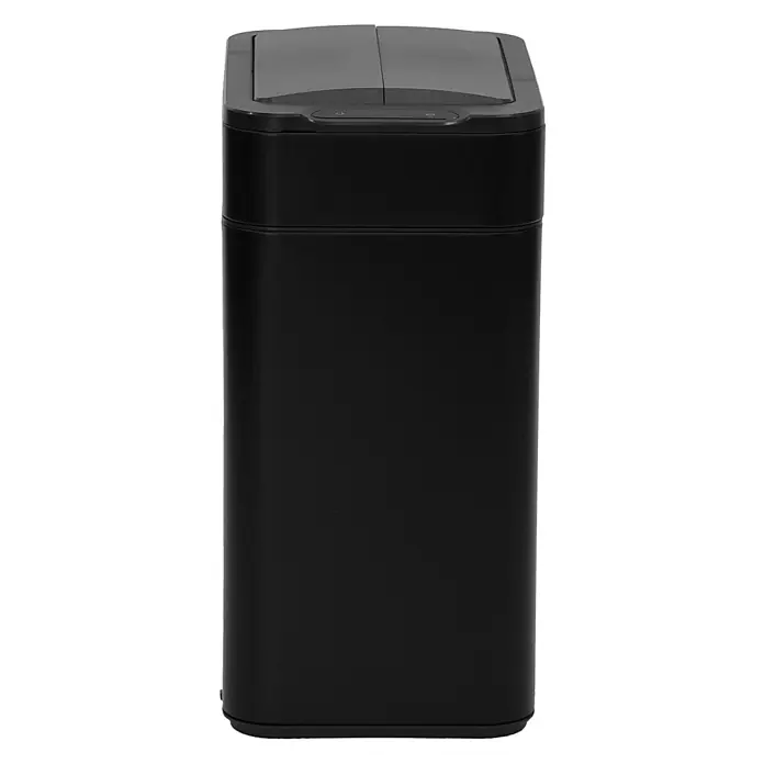 SVITA Sensormülleimer SE50L - 50 l, Stahl, Schwarz - Schwarzer rechteckiger automatischer Mülleimer mit geteiltem Deckel.