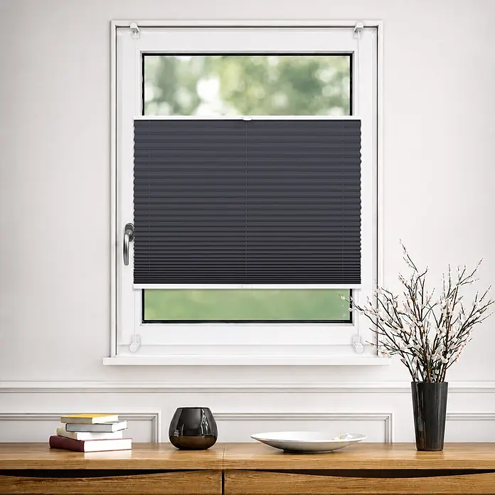Deco-Raum Thermoplissee ohne Bohren Basic - B x H: 45 x 150 cm, Dunkelgrau