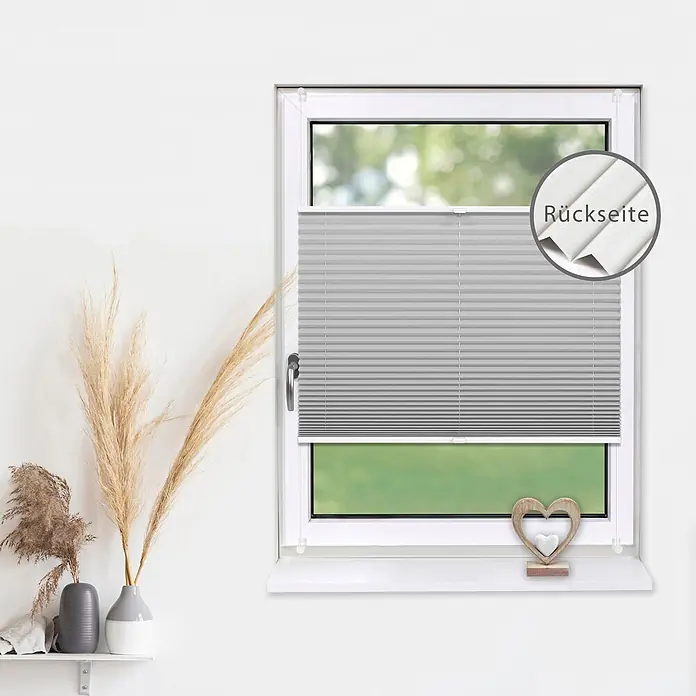 Deco-Raum Thermoplissee ohne Bohren Basic - B x H: 95 x 150 cm, Silber