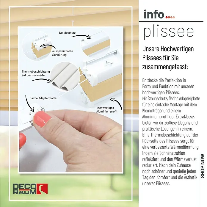 Deco-Raum Thermoplissee ohne Bohren Basic - B x H: 85 x 210 cm, Beige