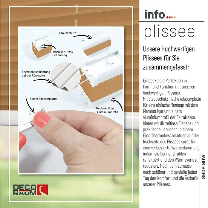 Deco-Raum Thermoplissee ohne Bohren Basic - B x H: 100 x 150 cm, Cappuccino
