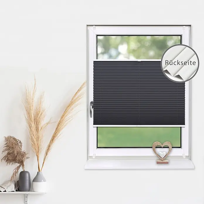 Deco-Raum Thermoplissee ohne Bohren Basic - B x H: 90 x 210 cm, Dunkelgrau