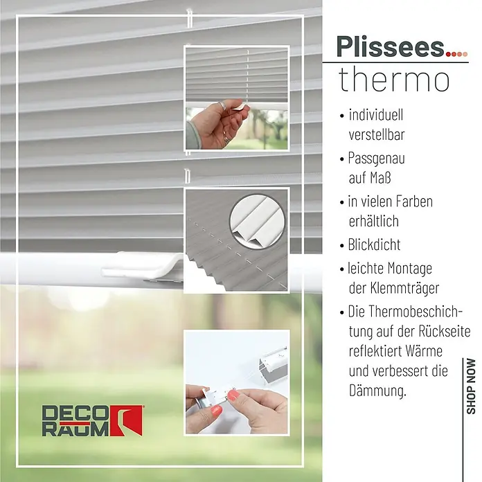Deco-Raum Thermoplissee ohne Bohren Basic - B x H: 60 x 150 cm, Silber