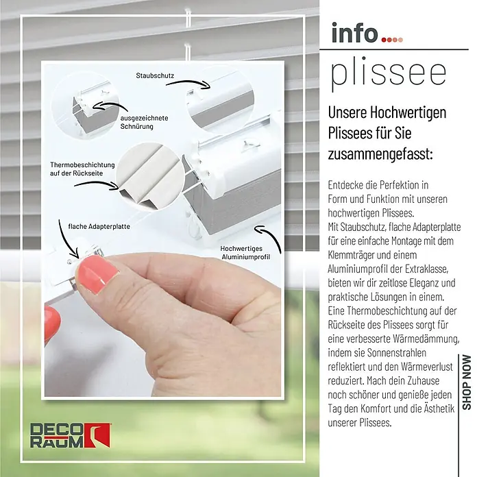 Deco-Raum Thermoplissee ohne Bohren Basic - B x H: 60 x 150 cm, Silber