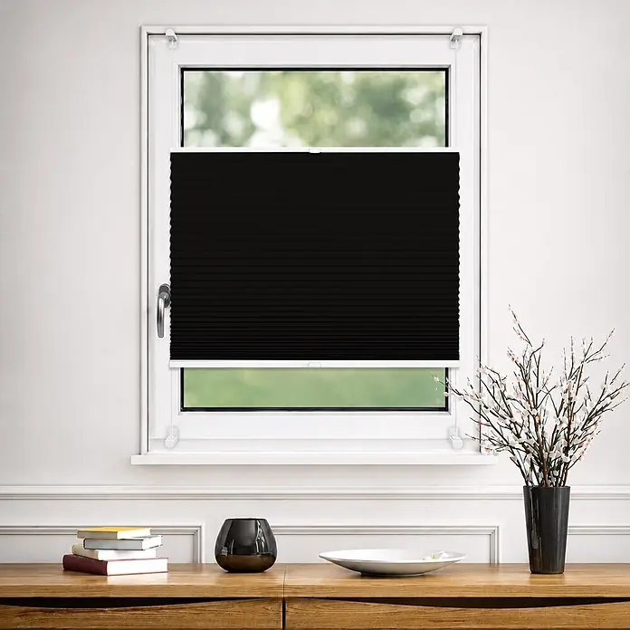 Deco-Raum Thermoplissee ohne Bohren Basic - B x H: 50 x 150 cm, Schwarz