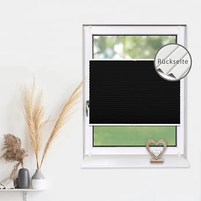 Deco-Raum Thermoplissee ohne Bohren Basic - B x H: 80 x 150 cm, Schwarz