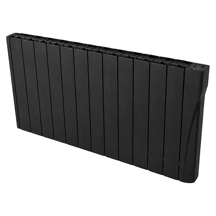 Voltomat Emisor térmico fluído Evo - 1.800 W, Negro, An x Pr x Al: 106 x 9 x 55,5 cm - Radiador eléctrico negro con múltiples aletas y pantalla digital.