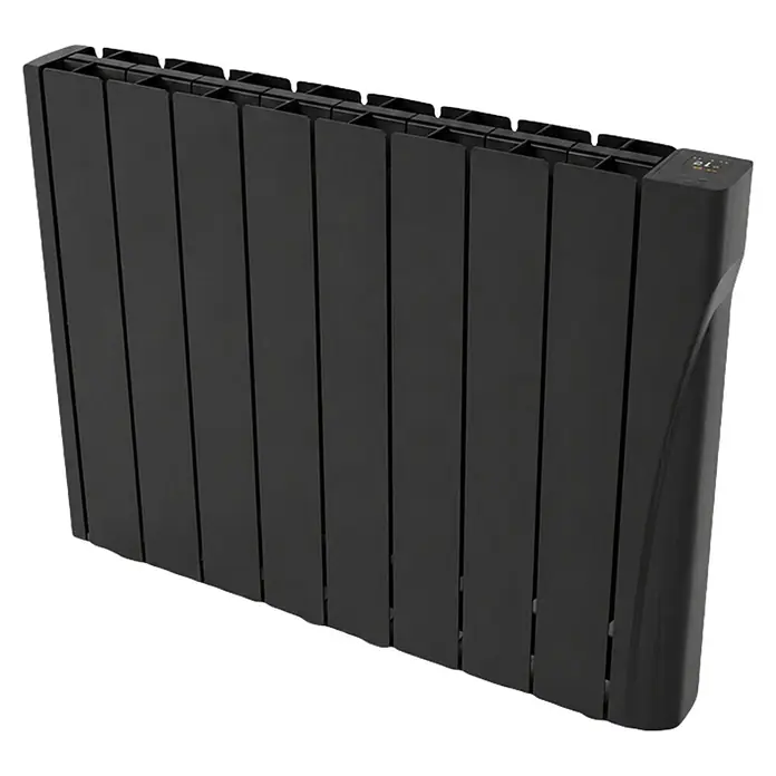 Voltomat Emisor térmico fluído Evo - 1.200 W, Negro, An x Pr x Al: 74 x 9 x 55,5 cm - Radiador eléctrico negro con aletas verticales y pantalla digital para calefacción.