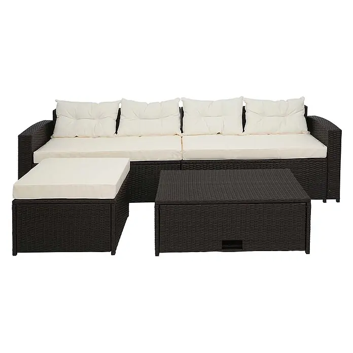 Proregal Loungemöbel-Set - 4 -tlg., Polyester, Kissen Creme-Beige, Braun