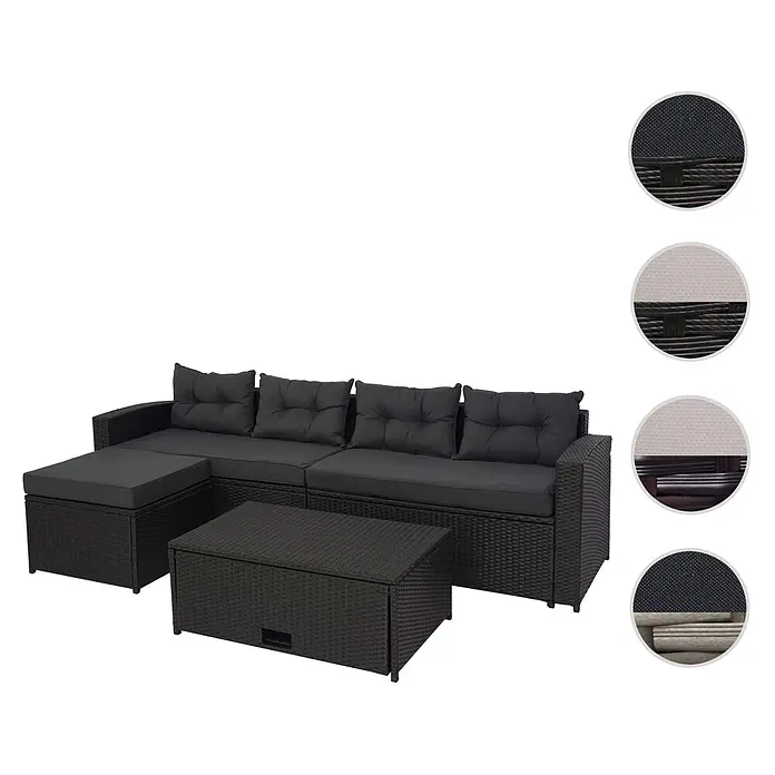 Proregal Loungemöbel-Set - 4 -tlg., Polyester, Kissen Creme-Beige, Braun