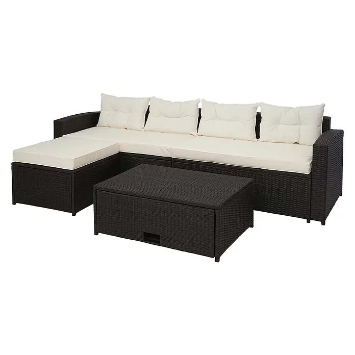 Proregal Loungemöbel-Set - 4 -tlg., Polyester, Kissen Creme-Beige, Braun