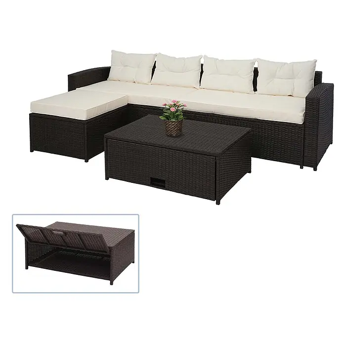 Proregal Loungemöbel-Set - 4 -tlg., Polyester, Kissen Creme-Beige, Braun