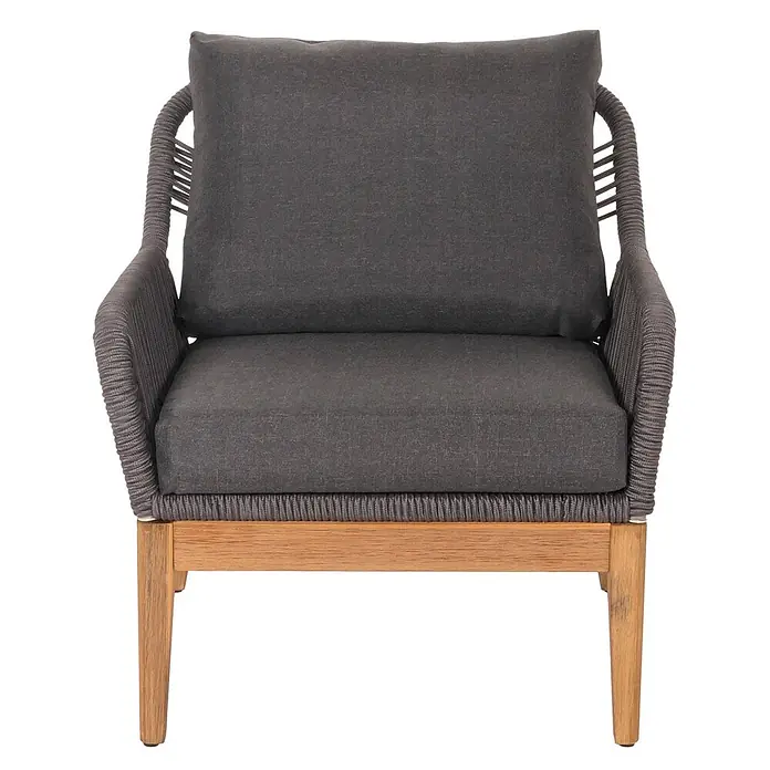 Proregal Loungemöbel-Set - 4 -tlg., Polyester, Seilgeflecht Rope Holz Akazie, Grau