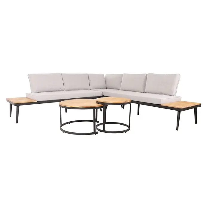 Proregal Loungemöbel-Set - 3 -tlg., Polyester, Kissen Hellgrau, Braun
