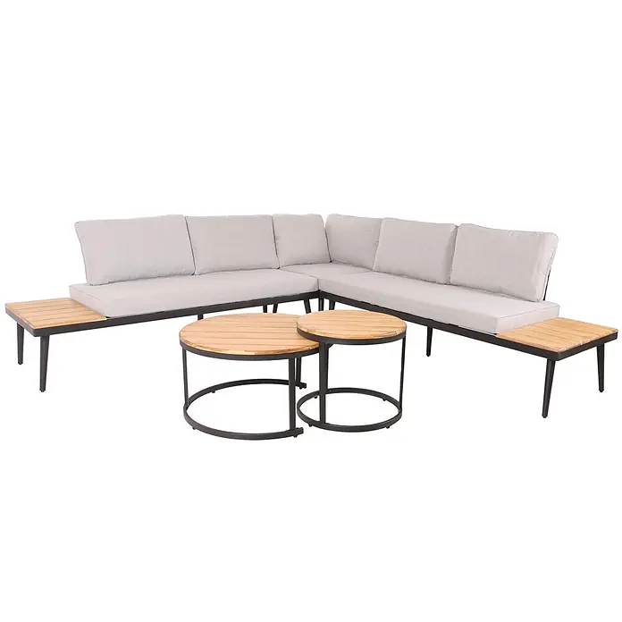 Proregal Loungemöbel-Set - 3 -tlg., Polyester, Kissen Hellgrau, Braun