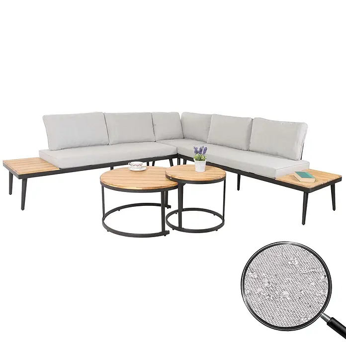Proregal Loungemöbel-Set - 3 -tlg., Polyester, Kissen Hellgrau, Braun