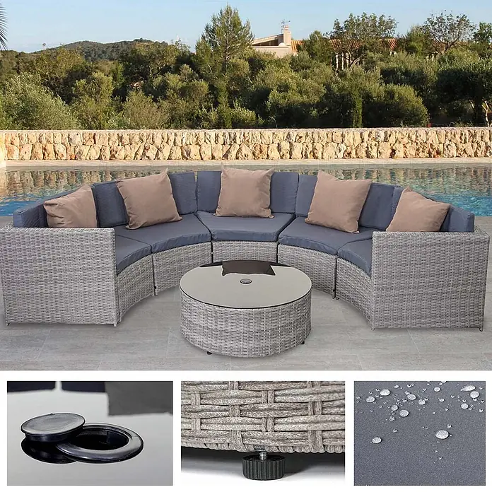 Proregal Loungemöbel-Set - 6 -tlg., Polyester, Kissen Beige, Grau