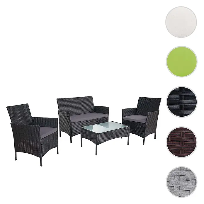 Proregal Loungemöbel-Set - 4 -tlg., Polyester, Kissen Anthrazit, Grau
