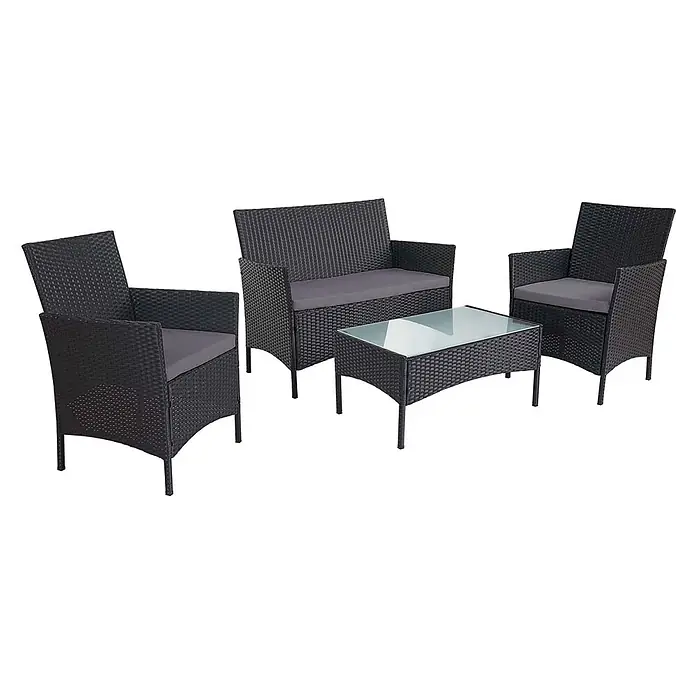 Proregal Loungemöbel-Set - 4 -tlg., Polyester, Kissen Anthrazit, Grau