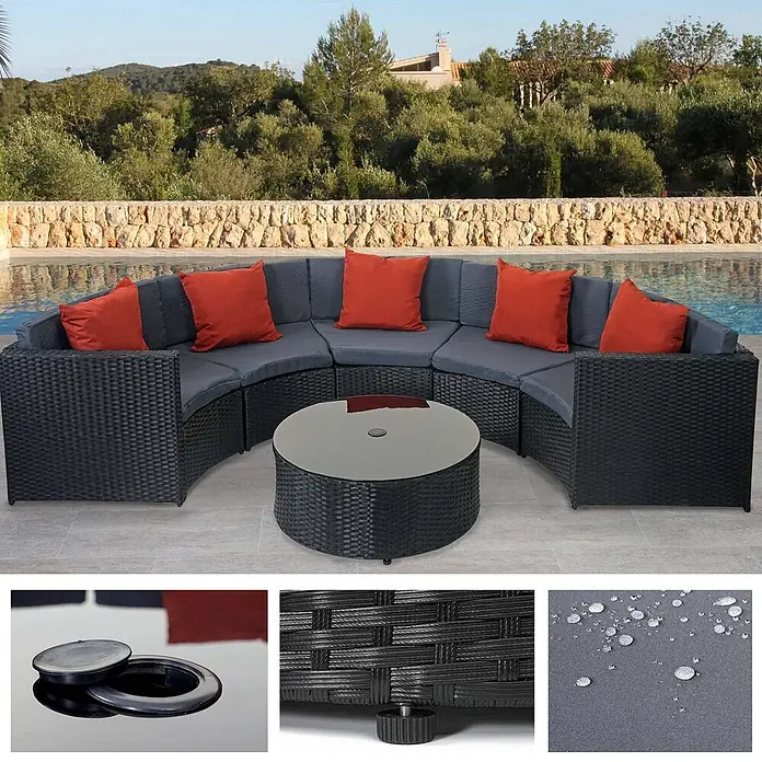 Proregal Loungemöbel-Set - 6 -tlg., Polyester, Kissen Terrakotta, Schwarz