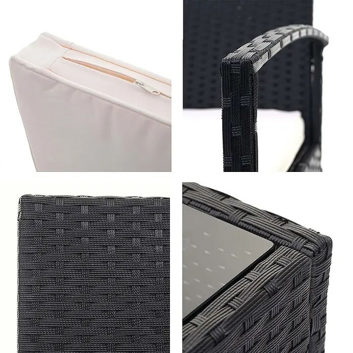Proregal Loungemöbel-Set - 4 -tlg., Polyester, Kissen Creme, Schwarz