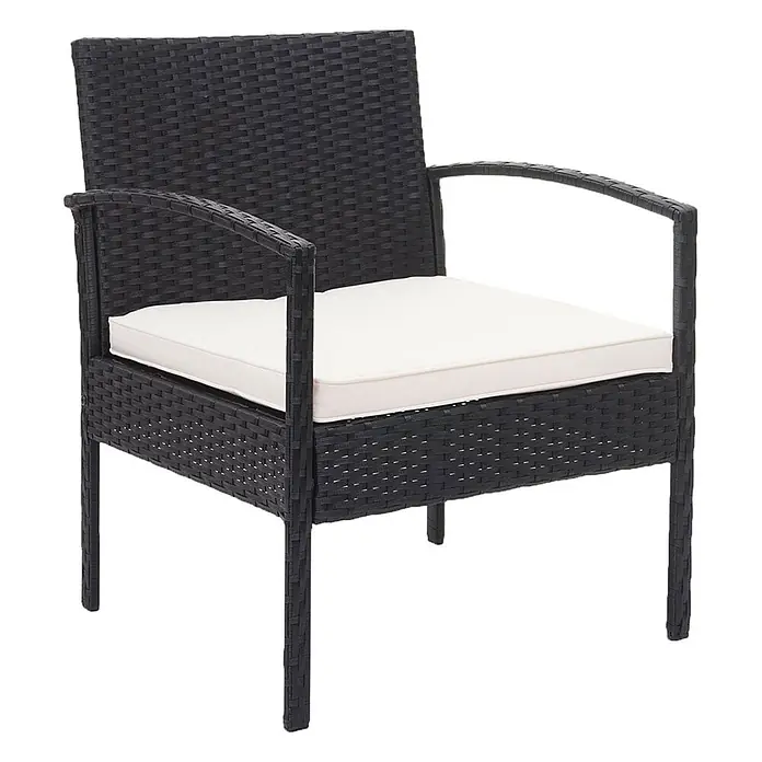 Proregal Loungemöbel-Set - 4 -tlg., Polyester, Kissen Creme, Schwarz