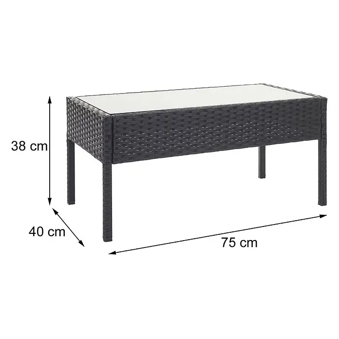 Proregal Loungemöbel-Set - 4 -tlg., Polyester, Kissen Creme, Schwarz
