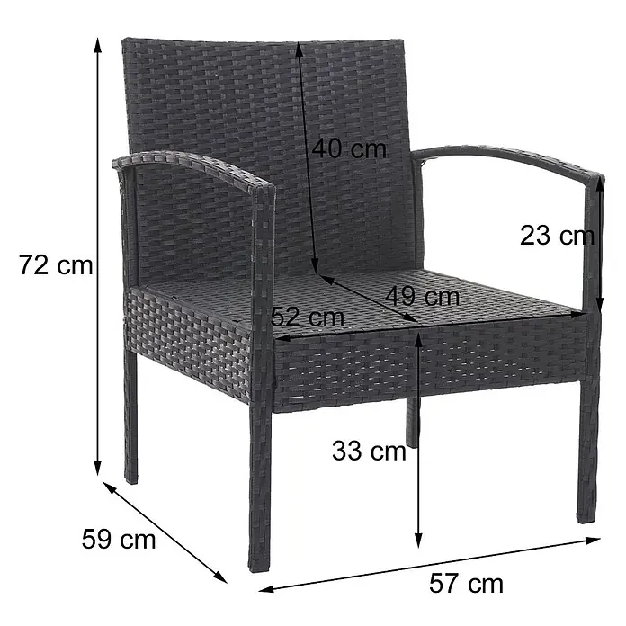 Proregal Loungemöbel-Set - 4 -tlg., Polyester, Kissen Creme, Schwarz