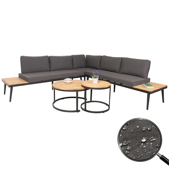 Proregal Loungemöbel-Set - 3 -tlg., Polyester, Kissen Dunkelgrau, Braun