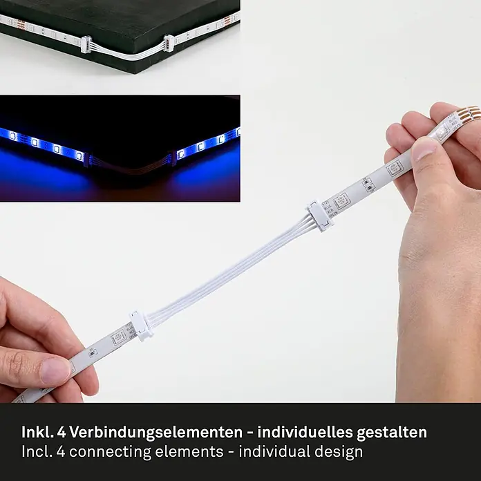 Briloner LED-Band Flexband - Länge: 5 m, Lichtfarbe: RGBW, 22 W - Set aus 4 flexiblen weißen Verbindungsstücken für LED-Streifen, ideal für Ecken und individuelle Designs.