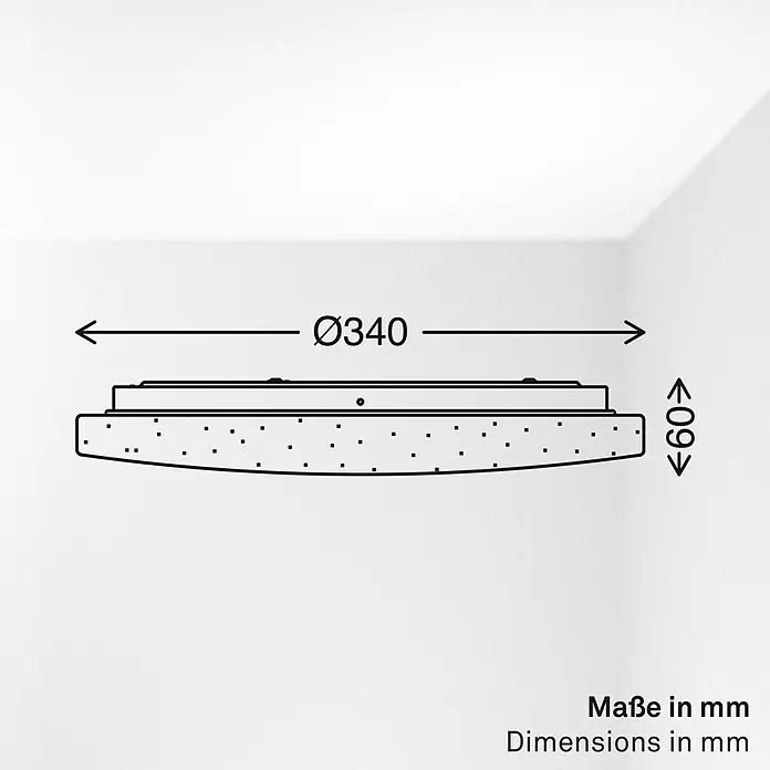 LED-Deckenleuchte rund Luminus - 24 W, Ø x H: 34 x 6 cm, Weiß, Warmweiß - Rundes, flaches Produkt mit Ø340mm Durchmesser und 60mm Höhe.