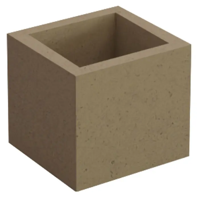 Sotnas Ampliación chimenea para barbacoas - Hormigón ligero ignífugo, L x An x Al: 30 x 30 x 30 cm, Castaño - Macetero cuadrado y hueco de hormigón en un color gris parduzco natural.